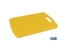 Tabla corte con asa amarillo 34x24x1.5cm modelo chips