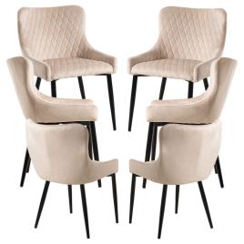 Presentes Miguel - Pack 6 Cadeiras Sanda Veludo - Beige