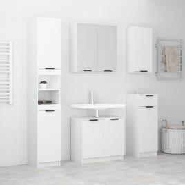 Conj. Armários de Casa de Banho Madeira Processada Branco 5pcs