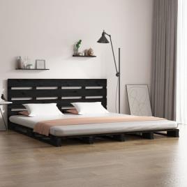 Estrutura de Cama 140x200 cm Madeira de Pinho Maciça Preto