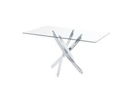 Mesa de Refeição ABECEDARIO Thunder (Prateado - Metal e Vidro - 150 x 75 x 90cm)