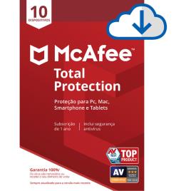 McAfee Total Protection - 1 Ano, 10 Dispositivos - Chave Digital