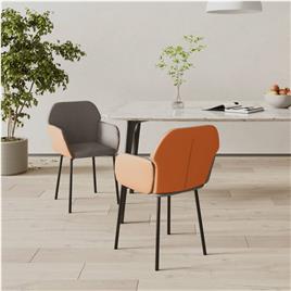 vidaXL Cadeiras jantar 2 pcs tecido/couro artificial cinzento-escuro