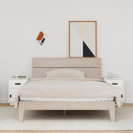 vidaXL Mesas de cabeceira 2 pcs 40x34x55 cm pinho maciço branco
