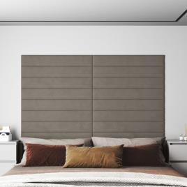 vidaXL Painel de parede 12 pcs 90x15 cm veludo 1,62 m² cor cinza-claro