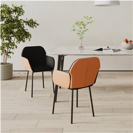vidaXL Cadeiras de jantar 2 pcs tecido/couro artificial preto