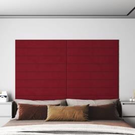 vidaXL Painel de parede 12 pcs 90x15 cm veludo 1,62 m² vermelho tinto