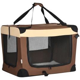 PawHut Transportadora para Cães e Gatos Bolsa de Transporte Animais de Estimação Dobrável com Almofada Suave 70x51x50cm Marrom   Aosom Portugal