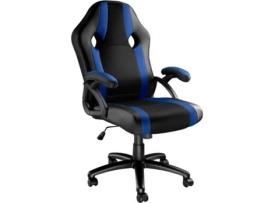 Cadeira De Escritório Goodman TECTAKE (Preto/Azul - Couro sintético - 66 x 65 x 120 cm)