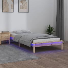 vidaXL Estrutura cama c/ LED pequena solteiro 75x190 cm madeira maciça