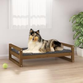 vidaXL Cama p/ cães 95,5x65,5x28 cm madeira pinho maciça castanho mel