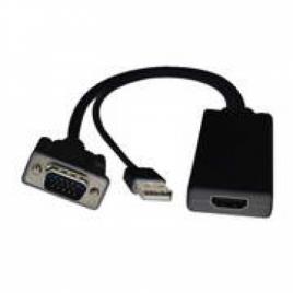 CABO CONVERSOR DE VGA M P/ HDMI A F, ALIM. USB, 0.25M, PRETO