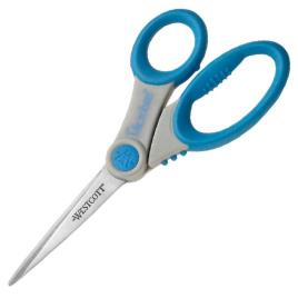 WESTCOTT Tesouras Soft Grip Microban, aço inoxidável, 155 mm, azul/cinzento