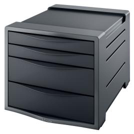 Arquivador Vivida, 4 Gavetas, 245 x 365 x 285 mm, Preto e Cinzento