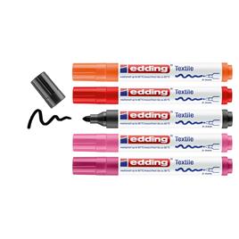 edding Marcador Têxtil 4500, 2-3 mm, Sortido Cores Quentes, 5 Unidades