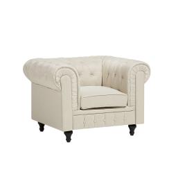 Poltrona em tecido creme CHESTERFIELD