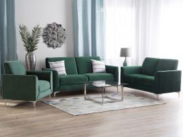 Conjunto de sofás com 6 lugares em veludo verde FENES