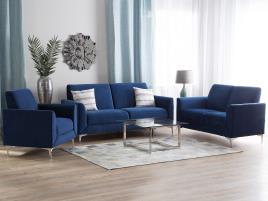 Conjunto de sofás com 6 lugares em veludo azul marinho FENES