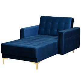 Sofá chaise longue reclinável em veludo azul esccuro ABERDEEN