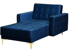 Sofá Chaise-Longue BELIANI Aberdeen (Azul - Veludo - Lugares: 1)