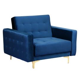 Poltrona reclinável em veludo azul escuro ABERDEEN