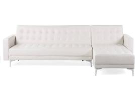 Sofá de Canto BELIANI Aberdeen (Branco - Pele Sintética - Lugares: 4)