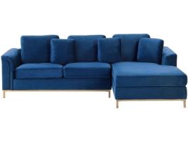Sofá de canto à esquerda em veludo azul escuro OSLO