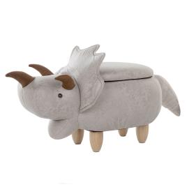 Tamborete em pele sintética cinzento claro TRICERATOPS