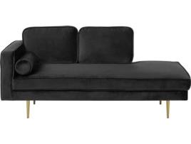 Chaise longue à esquerda em veludo preto MIRAMAS
