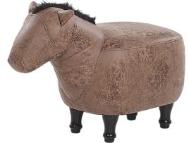 Tamborete animal em pele sintética castanho HORSE