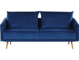 Sofá BELIANI Maura (Azul Marinho - Veludo - Lugares: 3)