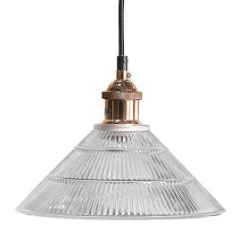 Candeeiro de teto em vidro e metal cor de cobre CURONE