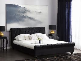 Cama estofada preta em estilo Chesterfield 160 x 200 cm AVALLON