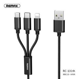 Cabo Remax Usb 3In1 Gition Light + Typ C + Micro Preto