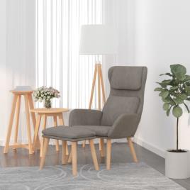 vidaXL Cadeira de descanso com banco veludo cinzento-claro