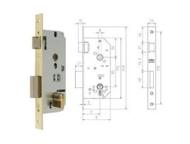 Mcm cerradura embutir madera 1601-2-40 canto recto latonado