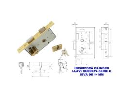 Mcm cerradura embutir madera 1501-2-35 35 canto recto latonado