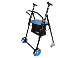 Andador Rollator 4 Rodas FORTA Aço Dobrável Azul Air On Plus