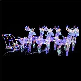 vidaXL Decoração de Natal renas/trenó 320 luzes LED acrílico