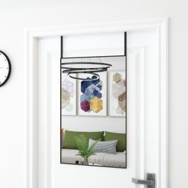 vidaXL Espelho para porta 50x80 cm vidro e alumínio preto