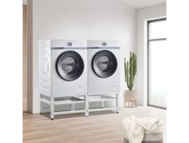 Suporte para Máquinas da Roupa [EN.CASA] (Aço - Branco - 124 x 54 x 37 cm)