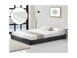Cama CORIUM (Couro Sintético - Preto - 140x200 cm)