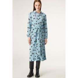 Compania Fantastica Vestido comprido, estampado animal, com cinto