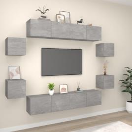 vidaXL Conjunto móveis de TV 8 pcs madeira processada cinzento cimento