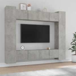vidaXL Conjunto móveis de TV 8 pcs madeira processada cinzento cimento