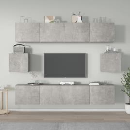 vidaXL Conjunto móveis de TV 6 pcs madeira processada cinzento cimento