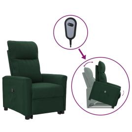 vidaXL Poltrona reclinável elevatória tecido verde-escuro