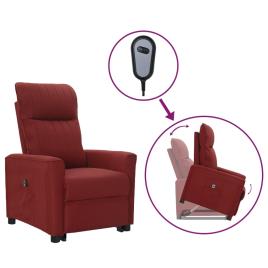 vidaXL Poltrona reclinável elevatória tecido vermelho tinto