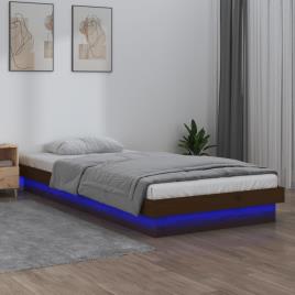 vidaXL Estrutura cama +LEDs pequena solteiro 75x190cm madeira castanho