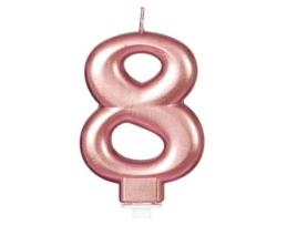 Vela GUIRCA Metálica Dourada E Rosa Número 8, 8 Cm